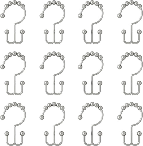 Zenna Home Shower Curtain Hooks, Chrome, Set of 12 – Premium Shower Curtain and Liner Rings with Double Roller Glide and Double-Sided Design – Rus...