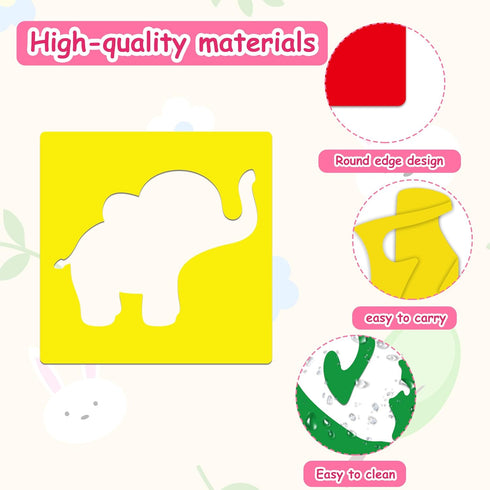 24 Piece Stencils for Kids Stencils for Painting Sidewalk Chalk Stencils Outdoor Garden Themed Stencils Animal Style Collection-8in...