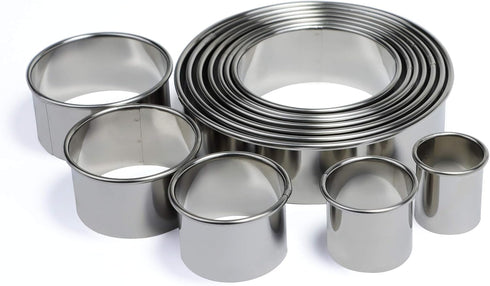 Stainless Steel Round Cookie Cutter Set, 12 Circular Biscuit Cutters Round Donut Ring Molds for Baking 1.2 Inch Height...