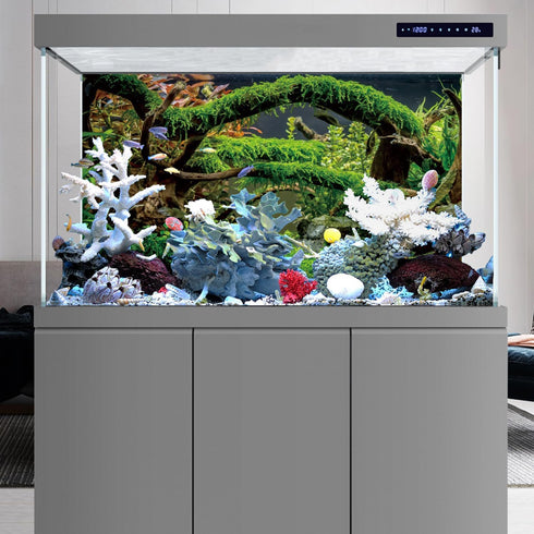 AWERT 48x24 inches Aquarium Background Branches Terrarium Background Aquatic Plant River Bed & Lake Fish Tank Background Vinyl Background...