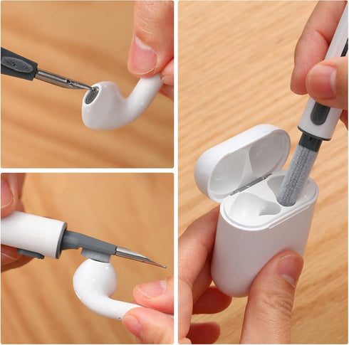 2Pcs Airpod Cleaner Kit?Earbud Cleaning Kit for Airpods Pro 1 2 3? Multi-Function Cleaning Pen with Soft Brush Flocking Sponge?Suitable for Blueto...