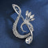Delicate Music Note Brooch Lapel Pin Rhinestone Crystal G Clef Musical Pins Scarf Jackets Dress Suit Brides Corsage Brooches for Women Girls Men M...