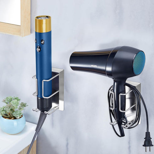 Hair Dryer Holder Compatible with Dyson Airwrap, XILIMEN Wall Mounted No Drilling Required Straightener Holder, Stainless Steel Curling Iron Holde...