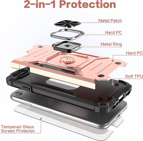 for iPhone SE 2020 Case with Screen Protector,Shockproof Drop Test Cover with Kickstand Lightweight Protective Case for iPhone 6/6s/7/8/SE 2020/SE...