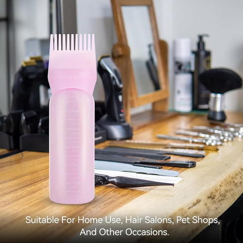 3 Pack Root Comb Applicator Bottle, 6 Ounce Hair Oil Applicator Bottle for Hair Dye Bottle Applicator Brush with Graduated Scale, Profssional Brus...