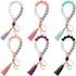 Tondiamo 6 Pcs Silicone Wristlet Keychain for Women Cute Car Key Ring Bracelet Beaded Bangle Chains with Leather Tassel...