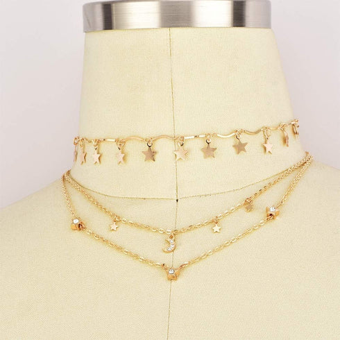 BERYUAN Simple Choker Moon Star Choker Pendant Necklace Trendy Choker Necklace for Women...