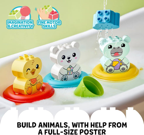 LEGO DUPLO 10965 - Bath Time Fun, Floating Animal Train Bathtub Water Toy for Babies and Toddlers 1.5-3 Years Old with Duck, Hippo, and Polar Bear...