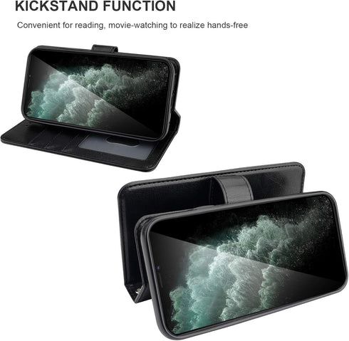 Bocasal for iPhone 11 Pro Max Wallet Case with Card Holder PU Leather Magnetic Detachable Kickstand Shockproof Wrist Strap Removable Flip Cover fo...