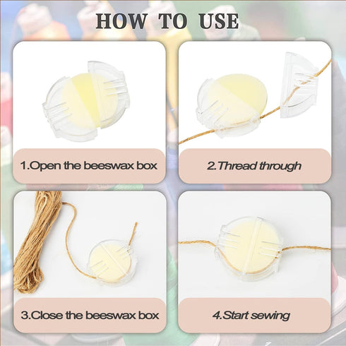 Thread Wax for Sewing, Beeswax Thread Conditioner for Sewing, with Box for Quilting Making Sewing Strengthening Line, Sewing Supplies for Embroide...