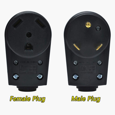 Wadoy 30 Amp RV Male and Female Plug Set with Handle - Camper Receptacle Electrical Adapter 55245 (Black, 30 Amp)...