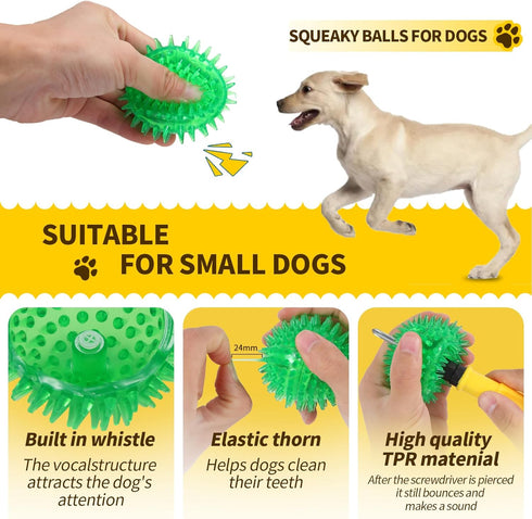 2.36" (5 Pack) Squeaky Dog Balls Toys, Small Dog Toy Ball, Training Dog Toys for Boredom and Stimulati, Puppy Teething Chew Toy Balls, Green, Blue...