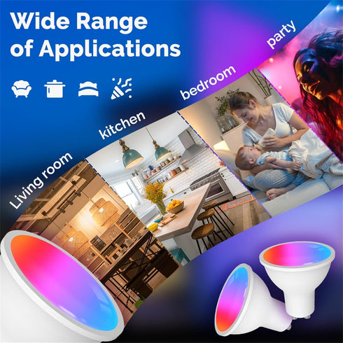 MOES Smart Matter GU10 LED Light Bulbs, Color Changing WiFi Smart Bulbs, 2700K-6500K CW& RGB Dimmable, Smart Life Remote Control, Work with Apple ...