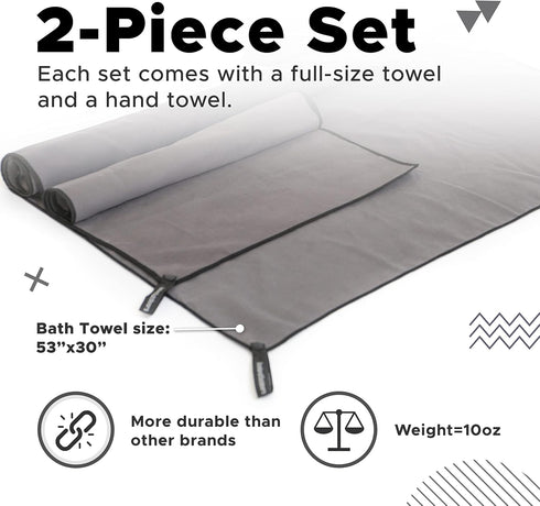 Travel Towel Fast Drying Lightweight - Microfiber Quick Dry For Beach Gym Swim Camping Towels Camp Sports Compact Backpacking Hiking Fast Drying 2...