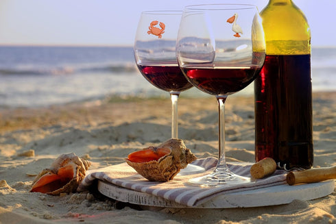 Beach Wine Charms Magnetic Glass Markers Set of 6 Tropical Summer Charms...