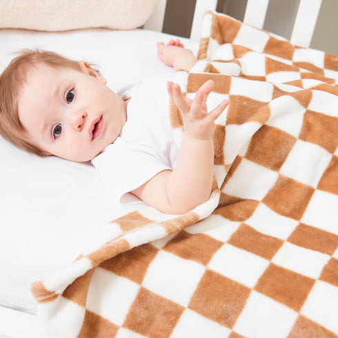 Checkered Baby Blanket for Girls Boys Soft Fleece Fluffy Fuzzy Chessboard Grid Toddler Blanket for Kids Lightweight Bed Blanket for Infant or Newb...