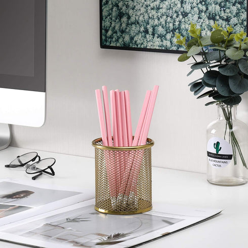 PAG Pencil Holder for Desk, 2 Pack Desktop Pen Cup, Office Supplies Desk Organizers and Accessories Organization, Makeup Brush Holder, Gold...