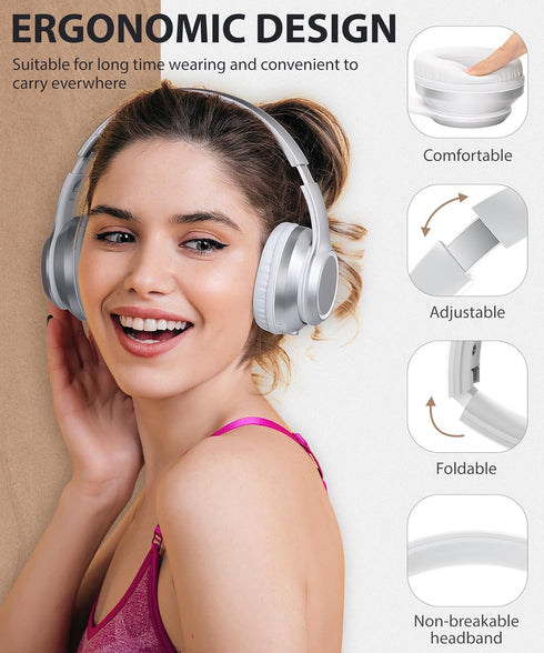 rockpapa E8 Over The Ear Bluetooth Headphones with Microphone for Kid Children Boy Girl Youth Teen Adult, Foldable Wired/Wireless Headphones with ...