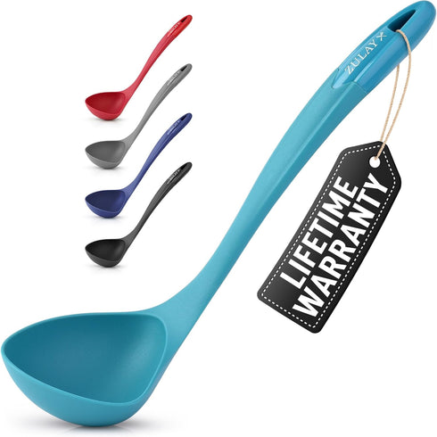 Zulay Kitchen Soup Ladle – Ergonomic, Heat-Resistant & Versatile for Serving Soup, Chili, Gravy & More - Sky Blue...