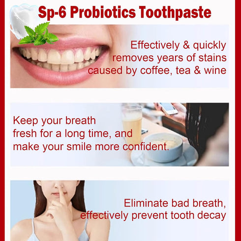 Sp-6 Ultra Whitening Toothpaste, Upgrade - 2PCS Sp6 Probiotic Brightening Toothpaste, Fresh Breath, Deep Cleaning & Care 120g...