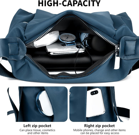 Ladies Crossbody Handbag Roomy Shoulder Bag Tote Bag Waterproof Nylon Hobo bag Multi-Pocket Messenger Bag for Women...