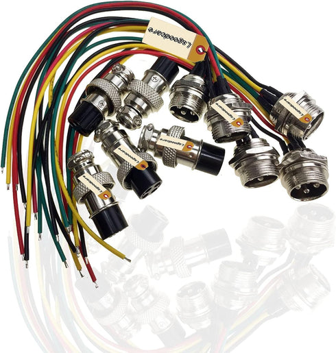 Lsgoodcare 10Pcs GX16-4pin Male Aviation Connector Power Electrical Terminal Socket with 20Awg 7.87Inch Cable & 16MM 4Din Female Plug Sockets...
