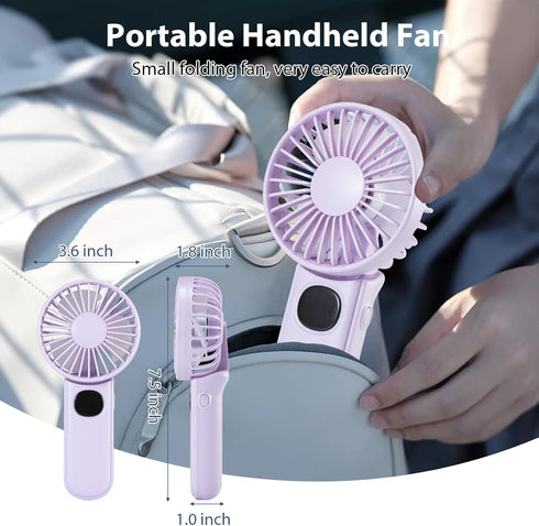 Handheld Mini Fan, Handheld/Neck/Desk 3 in 1 Small Portable Fan USB Rechargeable, 3000mAh Battery Operated Fan with LED Display, 180° Foldable Fan...