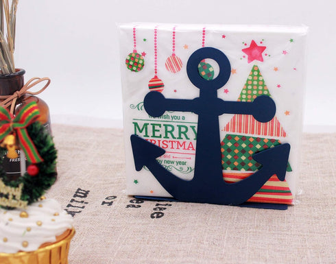 BetyHom Vintage Metal Nautical Anchor Napkin Holder (BLUE)...