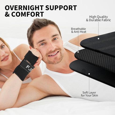 Carpal Tunnel Wrist Brace Night Support - Adjustable Wrist Support Brace with Splint & Therapeutic Cushion, Women Men Compression Both Hand Brace ...