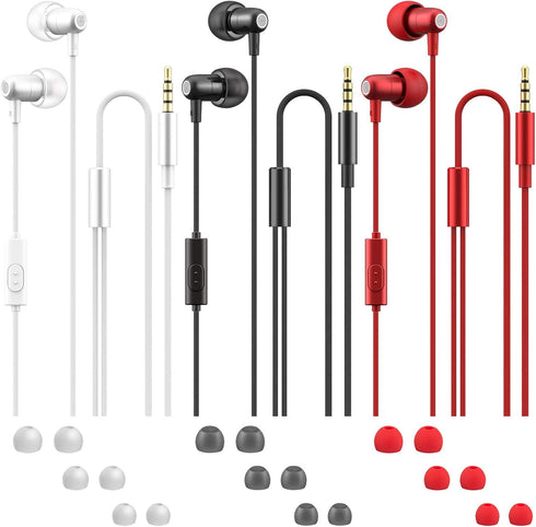 SourceTon 3 Packs Lightweight Noise Isolating Earphones, in Ear Headphones Enhanced Bass Sound with Mini Body Fits All 3.5mm Interface Device- Bla...