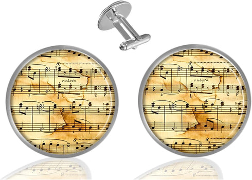 Custom Classic Jewelry Tuxedo Shirt Sliver Cufflinks Men's Unique Business Wedding Gifts (Music Notes)...