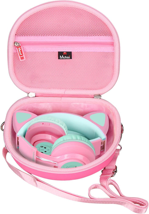 Mchoi Hard Case Suitable for Riwbox CT-7 Pink/for Jack CT-7S Cat Green 3.5mm/ for iClever IC-HS01 Bluetooth Wireless Over-Ear Headphones Headset f...