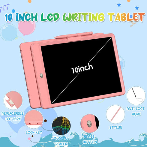 LCD Writing Tablet for Kids 10 Inch Colorful Toddler Drawing Tablet Reusable Doodle Board Electronic Drawing Pads Educational and Learning kids to...