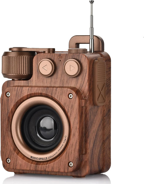 Retro Bluetooth Speaker with FM Radio, Wireless, Stereo Sound, Bluetooth 5.1, USB-C, Bass, AUX&TF-Card Input, Portable Bluetooth Speaker for Home,...