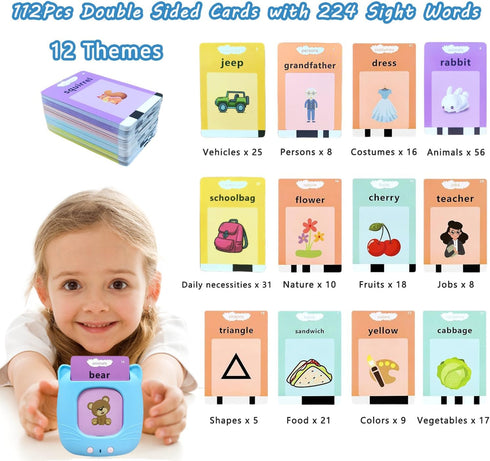 Toddler Toys for 2 3 4 5 Year Old Boy Girl, Learning Educational Montessori Toys for Toddler, Talking Flash Cards 224 Sight Words Best Gifts for K...