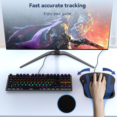 TECKNET 2 Pack Mouse Pad with Wrist Support, Ergonomic Gaming Mouse Pad Pain Relief, Portable Comfortable Mousepad for Computer, Laptop, Office, H...