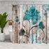 Floral Flower Shower Curtain Rustic Shower Curtain Set Teal Flower Butterfly Bathroon Curtain Farmhouse Wooden Plank Country Fabric Shower Curtain...