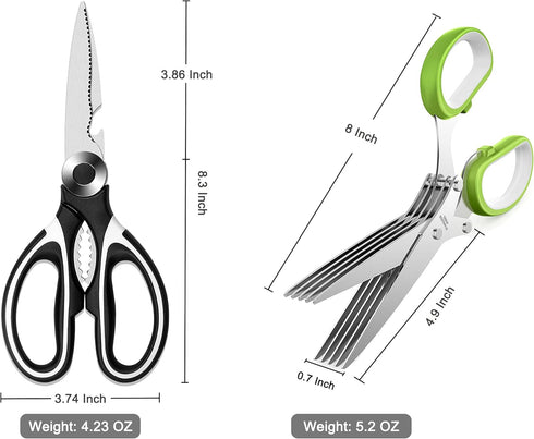 Kitchen Scissors 3 Pack - Lifetime Replacement Warranty - Heavy Duty Stainless Steel Cooking Shears for Cutting Meat, Food, Fish, Poultry Multipur...