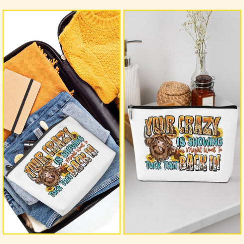 Funny Highland Cow Gift, Cow Gifts for Woman Western Makeup Bag, Cow Themed Gifts for Cow Lovers, Highland Cow Make Up Bag, Heifer Make Up Bags, H...