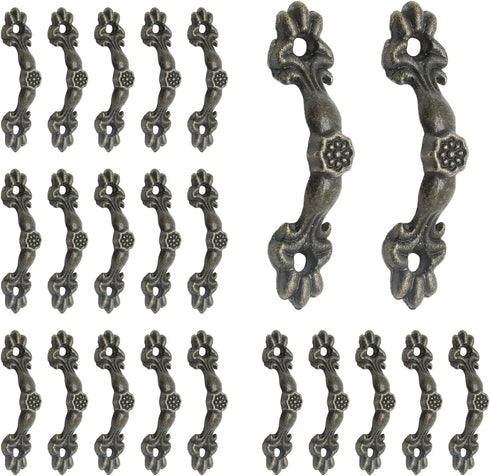 24 Pcs 1.68 inch Drawer Pulls, Antique Cabinet Handles, Decorative Handles for Dresser Drawer Jewelry Box, Bronze...