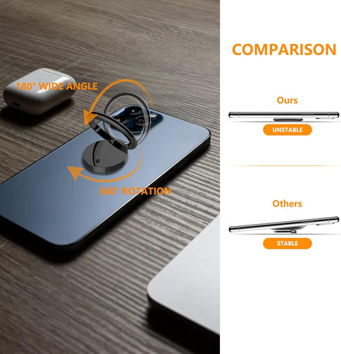 Cell Phone Ring Holder Stand,360 Degree Rotation Finger Ring Kickstand with Polished Metal Phone Grip for Magnetic Car Mount , Compatible with All...