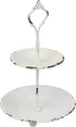 Stonebriar Small 2 Tier Worn White Metal Tray, Rustic Farmhouse Decor, Tiered Jewelry Tray for Vanity or Bathroom, 9.25"...
