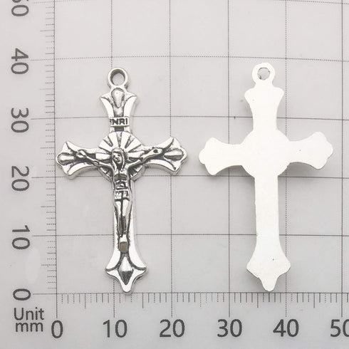 100g (60pcs) Antique Silver Cross Jesus Maria Our Lady Miraculous Centerpiece Crucifix Medal Charms Pendants for Crafting, Jewelry Findings Making...