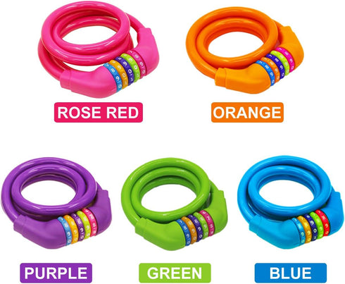 Bike Lock Cable - 4 Feet Resettable Cable Lock - Self Coiling 5 Digit Combination Bicycle Lock (Orange)...