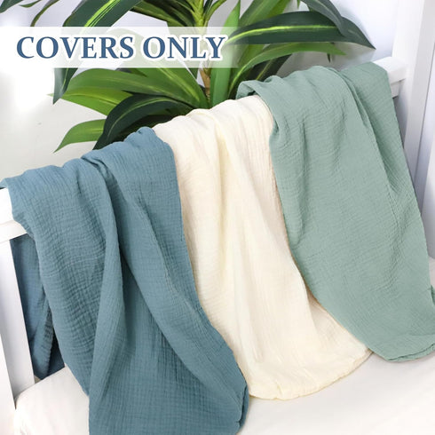 Muslin Baby Lounger Cover Soft Organic Cotton Slipcover Fits Newborn Lounger for Baby Boys and Girls (Blue)...