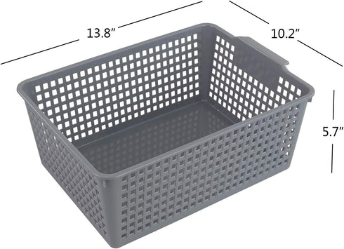 Farmoon Grey Plastic Weave Organizer Basket, 3 Packs Plastic Storage Baskets...