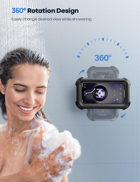 Lamicall Shower Phone Holder Waterproof - 480° Rotatable Retractable Adjustable Shower Phone Case Holder, Bathroom Wall Phone Mount Stand Water Pr...