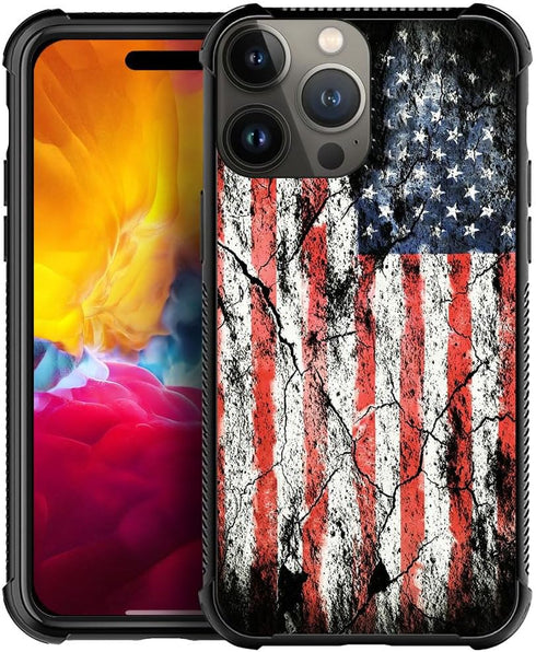 DJSOK Case Compatible with iPhone 15 Pro Max Case, Distressed Flag Case for iPhone 15 Pro Max Case for Man Boy Girl Dual Layer Shockproof Rugged C...