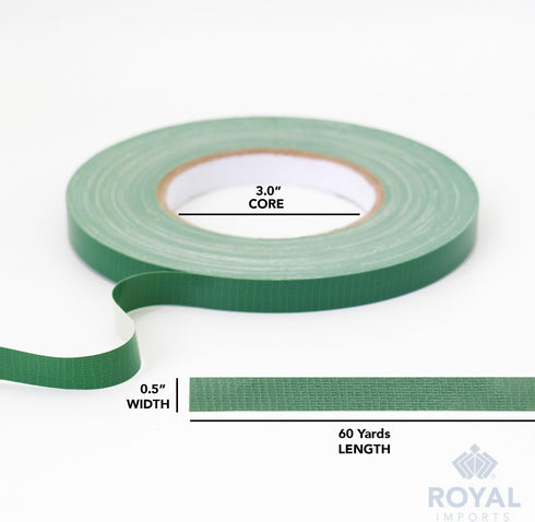 Royal Imports Floral Tape Green, Flower Stem Wrap Adhesive Waterproof Florist Tape for Decorative Bouquets Arranging and Crafts - 0.5" (60 Yd/180F...