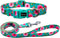 Dog Collar and Leash Set, Rose Pattern, Polyester Material, 5ft Matching Leash, for Small Dogs.(S, Green Rose Set)...